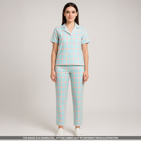 Seer Sakkar Check Cotton Fabric-F3681